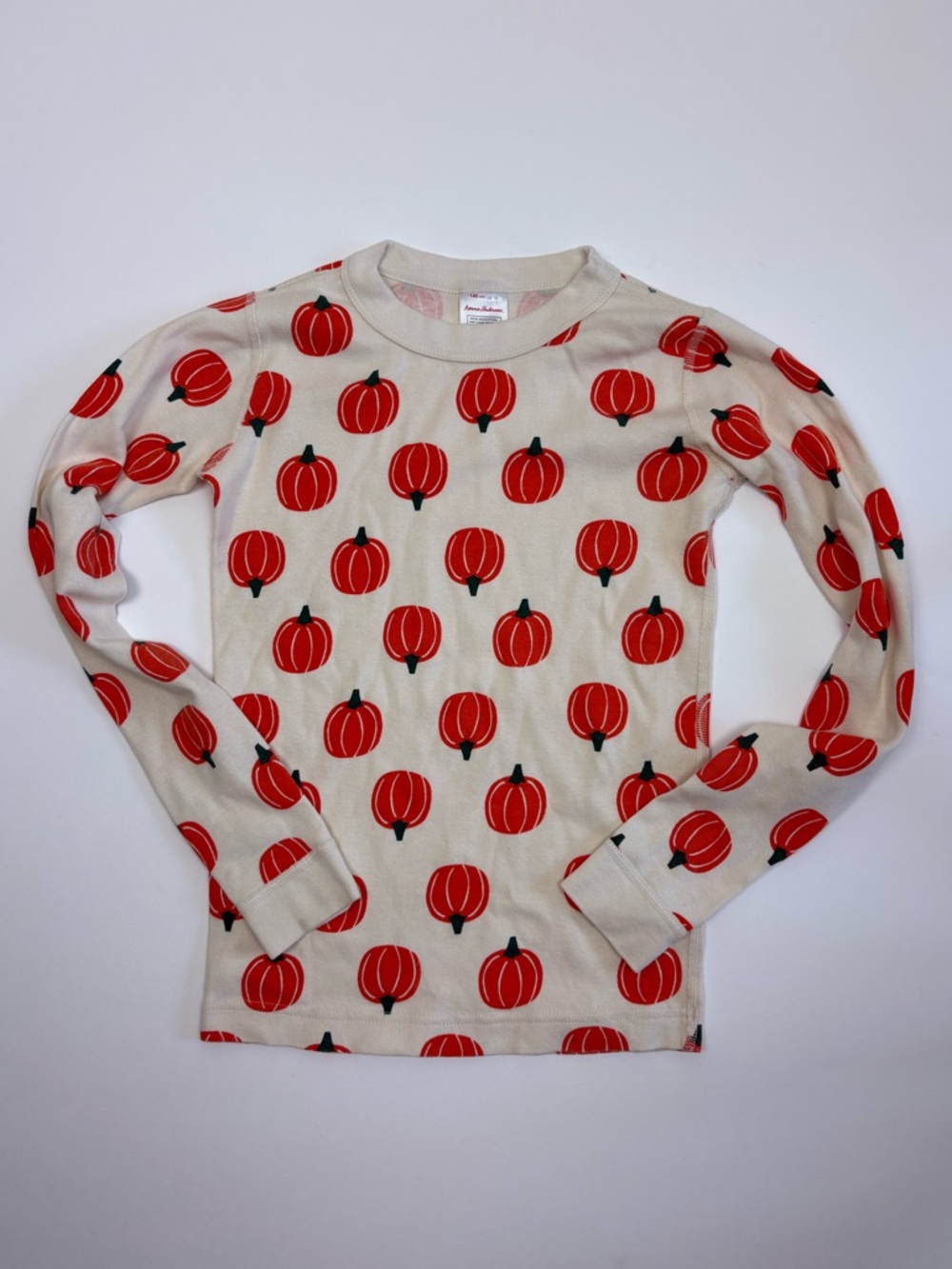 Hanna Andersson Cream Long-Sleeve Top with Red Pumpkin Print